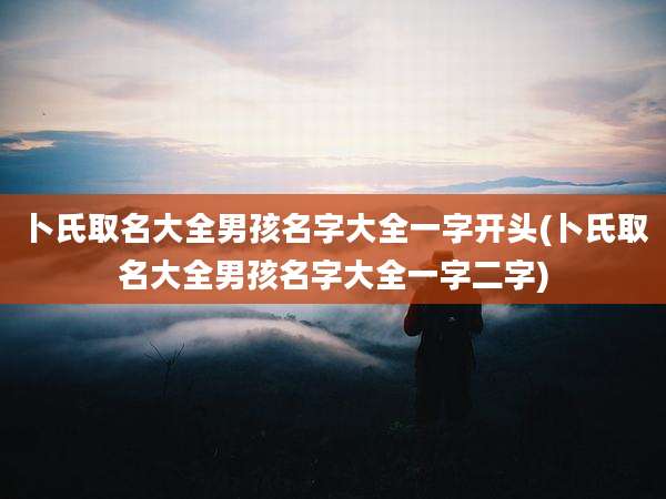卜氏取名大全男孩名字大全一字开头(卜氏取名大全男孩名字大全一字二字)