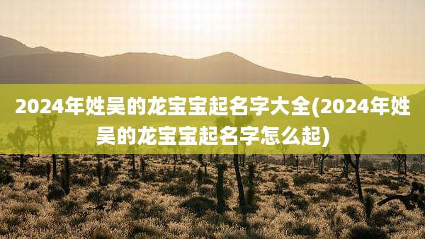 2024年姓吴的龙宝宝起名字大全(2024年姓吴的龙宝宝起名字怎么起)