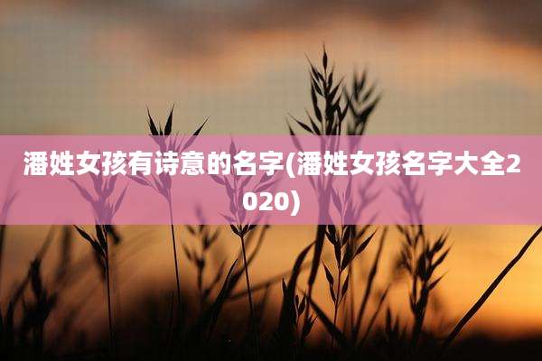 潘姓女孩有诗意的名字(潘姓女孩名字大全2020)