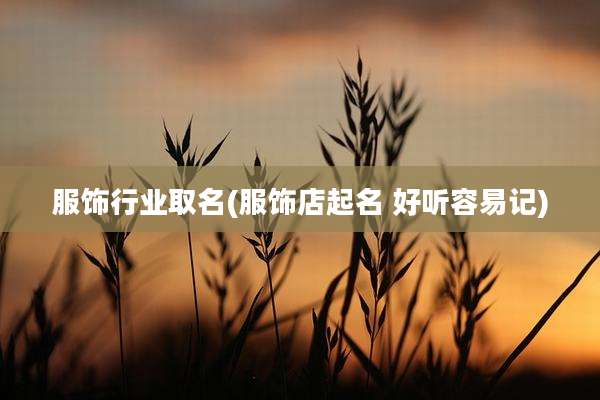 服饰行业取名(服饰店起名 好听容易记)