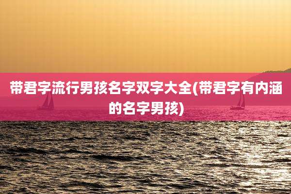 带君字流行男孩名字双字大全(带君字有内涵的名字男孩)