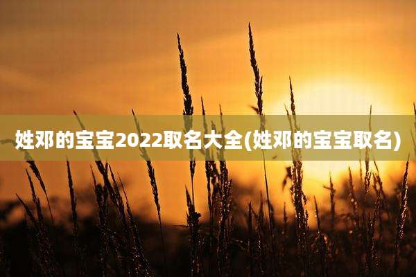 姓邓的宝宝2022取名大全(姓邓的宝宝取名)
