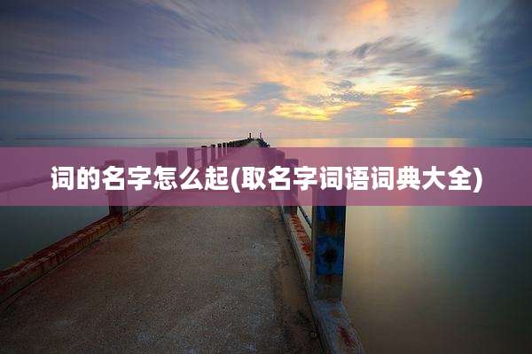 词的名字怎么起(取名字词语词典大全)