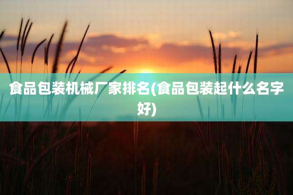食品包装机械厂家排名(食品包装起什么名字好)