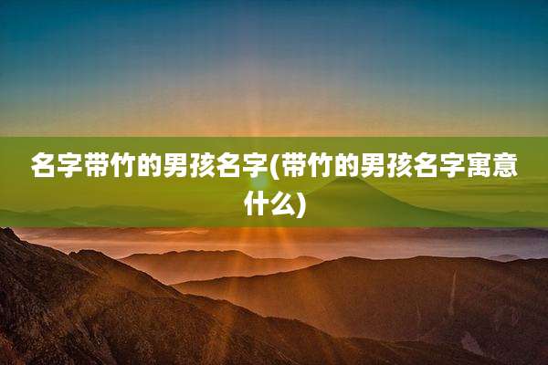 名字带竹的男孩名字(带竹的男孩名字寓意什么)