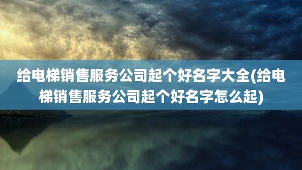 给电梯销售服务公司起个好名字大全(给电梯销售服务公司起个好名字怎么起)