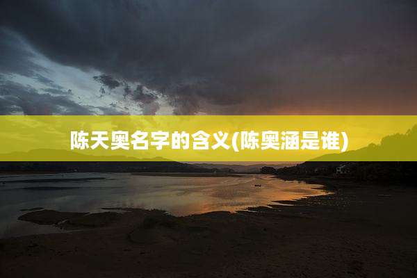 陈天奥名字的含义(陈奥涵是谁)