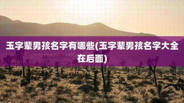 玉字辈男孩名字有哪些(玉字辈男孩名字大全在后面)