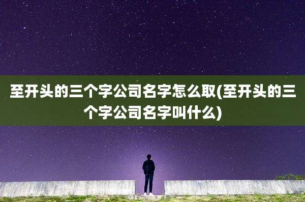 至开头的三个字公司名字怎么取(至开头的三个字公司名字叫什么)