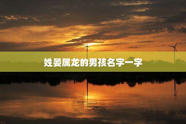 姓晏属龙的男孩名字一字
