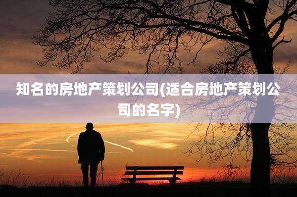 知名的房地产策划公司(适合房地产策划公司的名字)