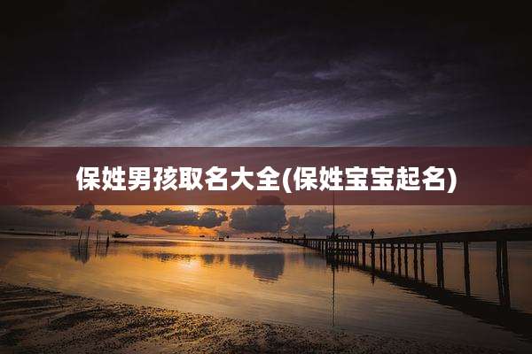 保姓男孩取名大全(保姓宝宝起名)