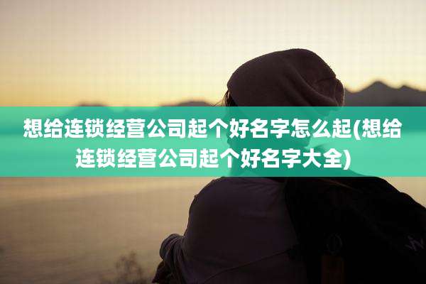 想给连锁经营公司起个好名字怎么起(想给连锁经营公司起个好名字大全)