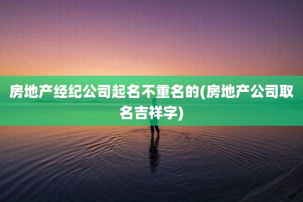 房地产经纪公司起名不重名的(房地产公司取名吉祥字)