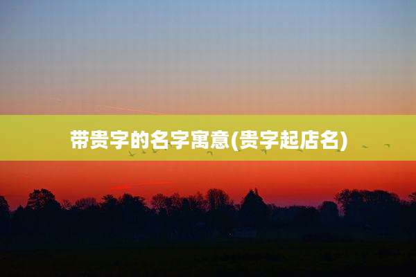 带贵字的名字寓意(贵字起店名)