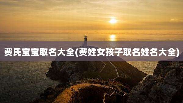 费氏宝宝取名大全(费姓女孩子取名姓名大全)