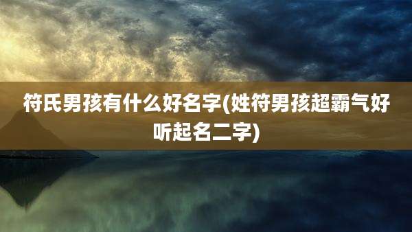 符氏男孩有什么好名字(姓符男孩超霸气好听起名二字)