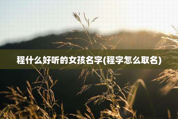 程什么好听的女孩名字(程字怎么取名)