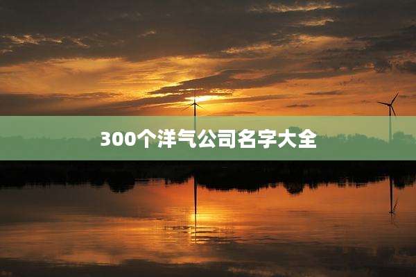 300个洋气公司名字大全