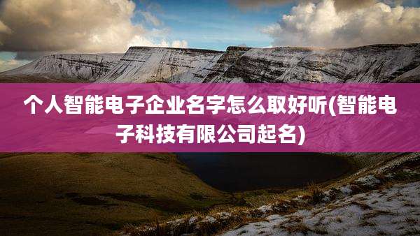 个人智能电子企业名字怎么取好听(智能电子科技有限公司起名)