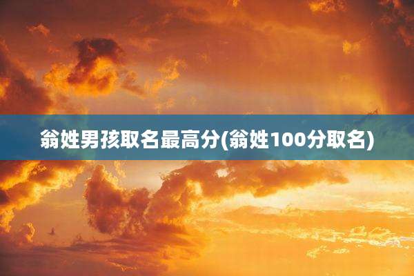 翁姓男孩取名最高分(翁姓100分取名)