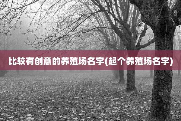 比较有创意的养殖场名字(起个养殖场名字)