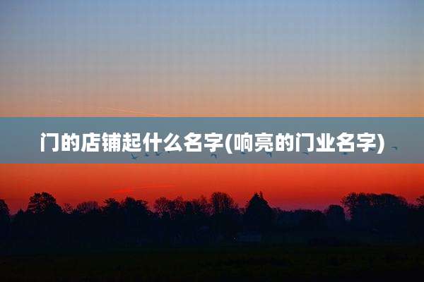门的店铺起什么名字(响亮的门业名字)
