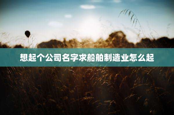 想起个公司名字求船舶制造业怎么起