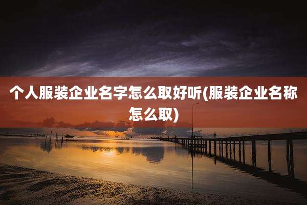 个人服装企业名字怎么取好听(服装企业名称怎么取)
