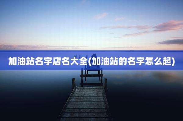 加油站名字店名大全(加油站的名字怎么起)
