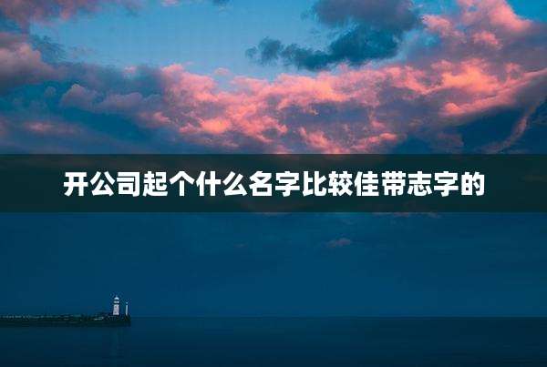 开公司起个什么名字比较佳带志字的