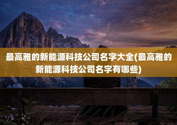 最高雅的新能源科技公司名字大全(最高雅的新能源科技公司名字有哪些)
