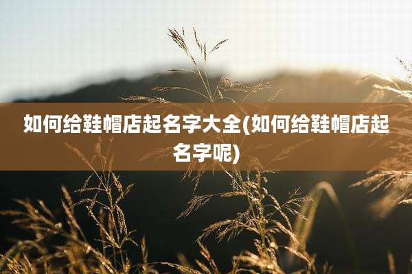 如何给鞋帽店起名字大全(如何给鞋帽店起名字呢)