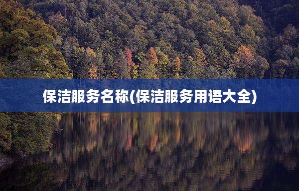 保洁服务名称(保洁服务用语大全)