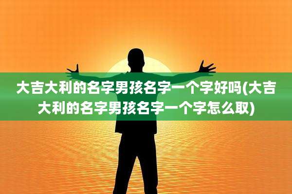 大吉大利的名字男孩名字一个字好吗(大吉大利的名字男孩名字一个字怎么取)
