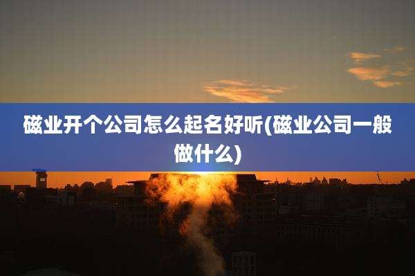 磁业开个公司怎么起名好听(磁业公司一般做什么)