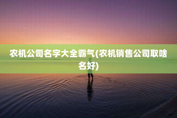 农机公司名字大全霸气(农机销售公司取啥名好)