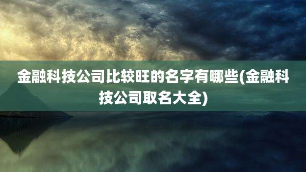 金融科技公司比较旺的名字有哪些(金融科技公司取名大全)