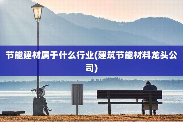节能建材属于什么行业(建筑节能材料龙头公司)