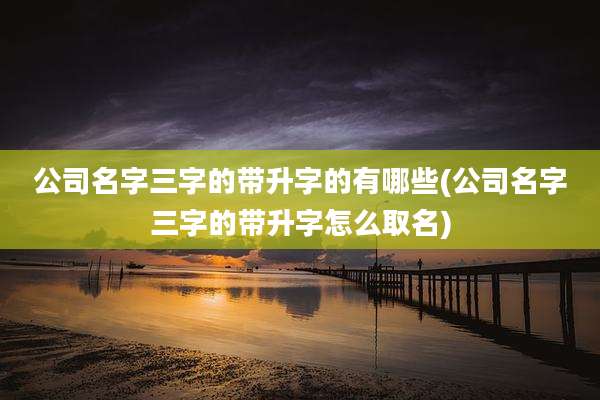 公司名字三字的带升字的有哪些(公司名字三字的带升字怎么取名)