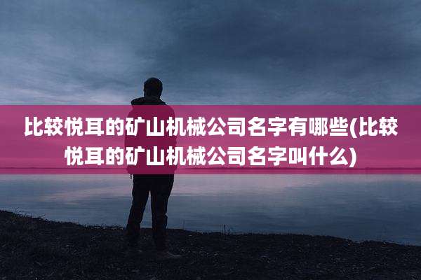 比较悦耳的矿山机械公司名字有哪些(比较悦耳的矿山机械公司名字叫什么)