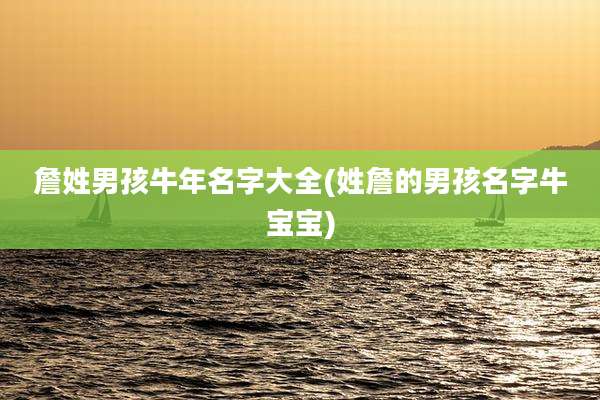 詹姓男孩牛年名字大全(姓詹的男孩名字牛宝宝)