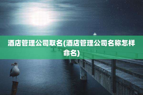 酒店管理公司取名(酒店管理公司名称怎样命名)