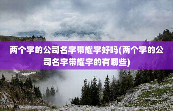 两个字的公司名字带耀字好吗(两个字的公司名字带耀字的有哪些)