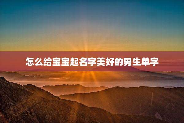 怎么给宝宝起名字美好的男生单字