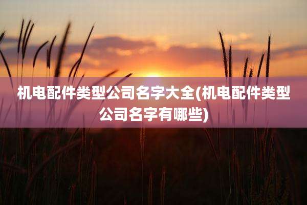 机电配件类型公司名字大全(机电配件类型公司名字有哪些)