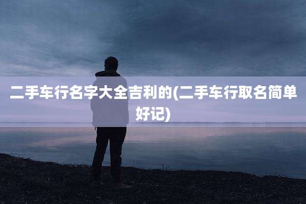 二手车行名字大全吉利的(二手车行取名简单好记)