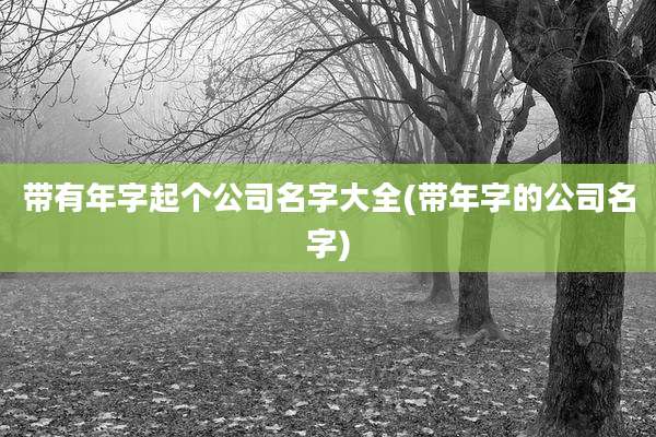 带有年字起个公司名字大全(带年字的公司名字)