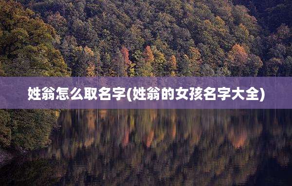 姓翁怎么取名字(姓翁的女孩名字大全)