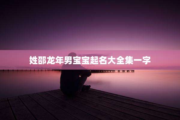 姓邵龙年男宝宝起名大全集一字